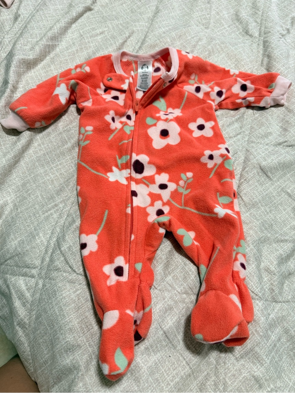 Gerber Coral Floral Fleece Footed One-Piece